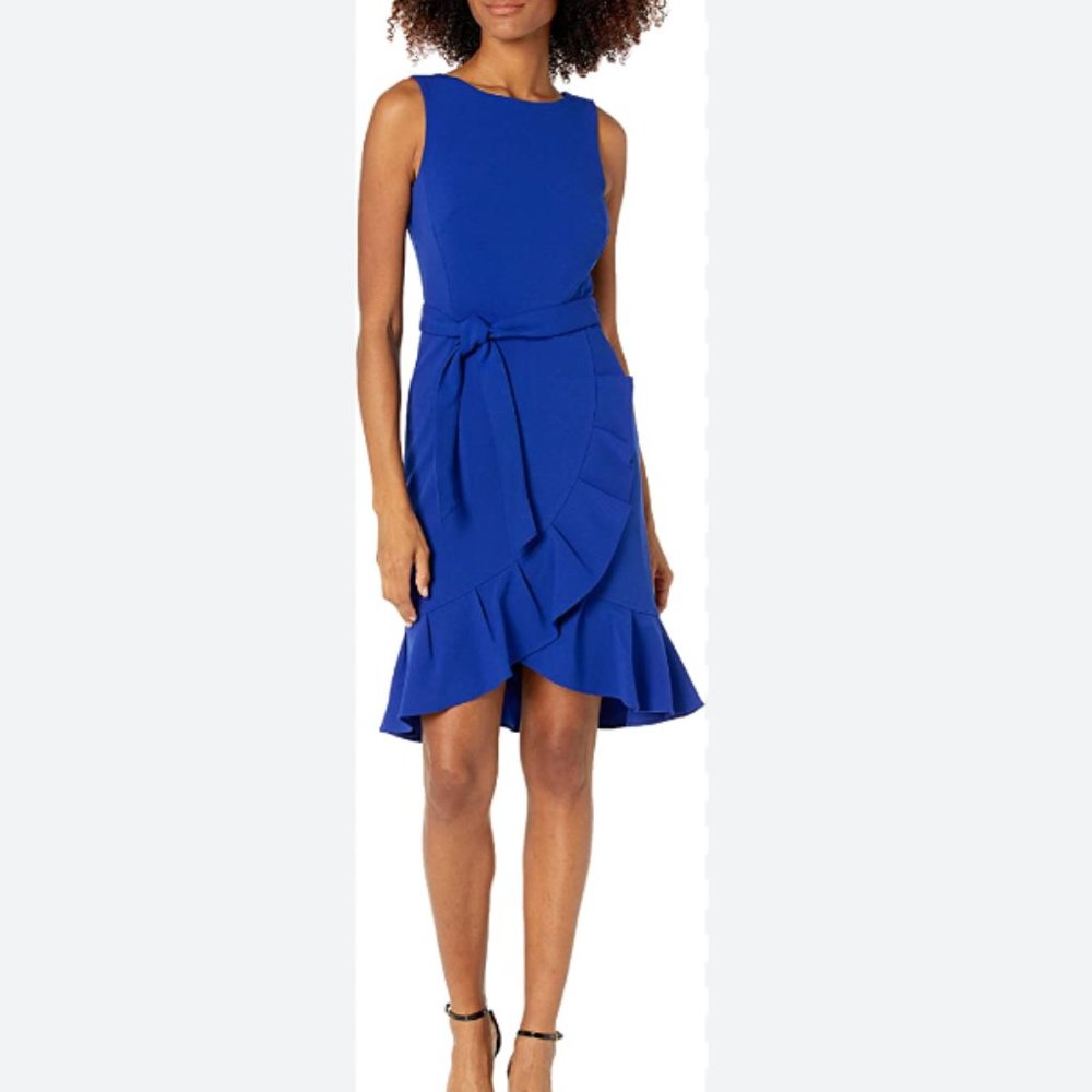 NWOT Calvin Klein Blue Ruffled Tulip-Hem Dress size 2